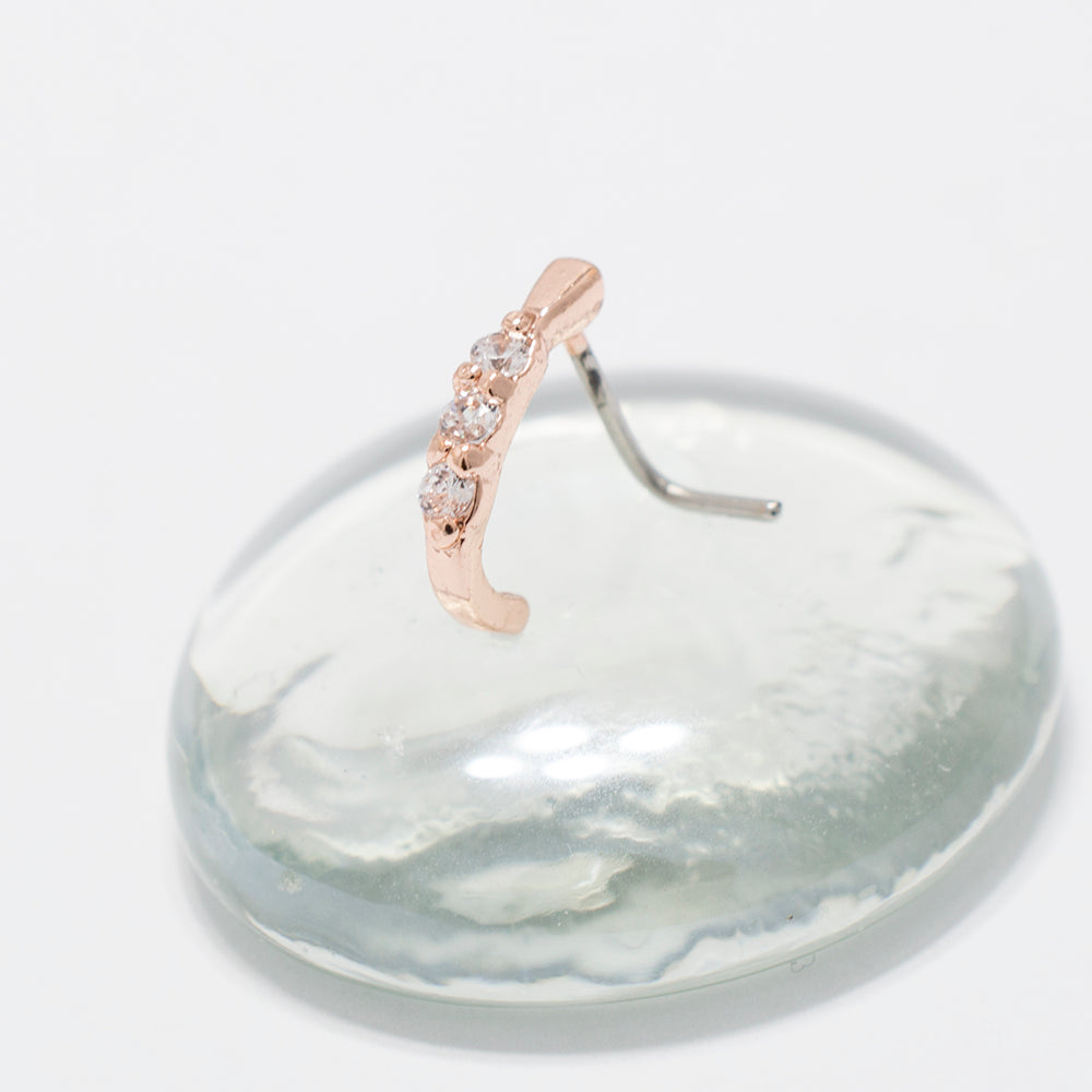 Surgical Steel 20 Gauge L Shape CZ Nose Screw Crawler Stud 6mm