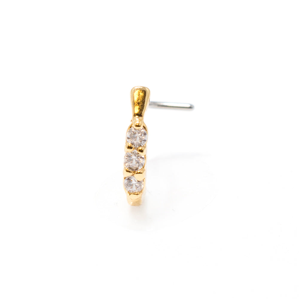 Surgical Steel 20 Gauge L Shape CZ Nose Screw Crawler Stud 6mm