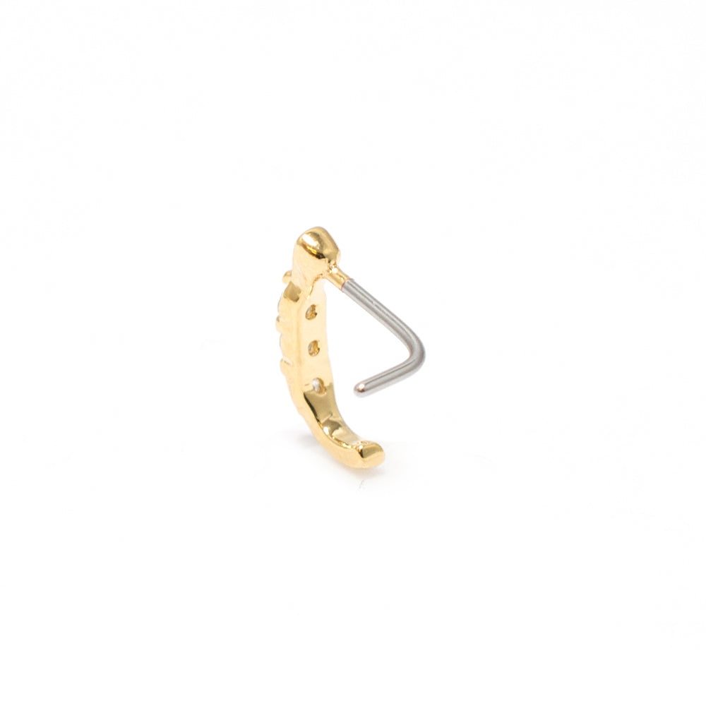 Surgical Steel 20 Gauge L Shape CZ Nose Screw Crawler Stud 6mm