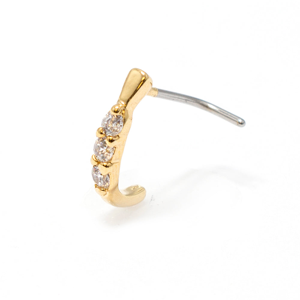 Surgical Steel 20 Gauge L Shape CZ Nose Screw Crawler Stud 6mm
