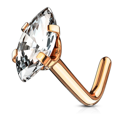 Surgical Steel 20 Gauge L-Shaped Nose Stud with Prong Set CZ - photo 3
