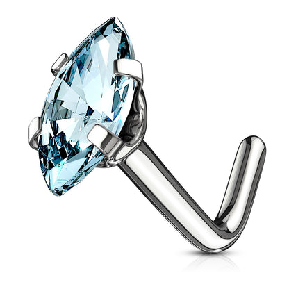 Surgical Steel 20 Gauge L-Shaped Nose Stud with Prong Set CZ - photo 4