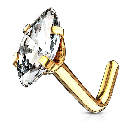 Surgical Steel 20 Gauge L-Shaped Nose Stud with Prong Set CZ - photo 5