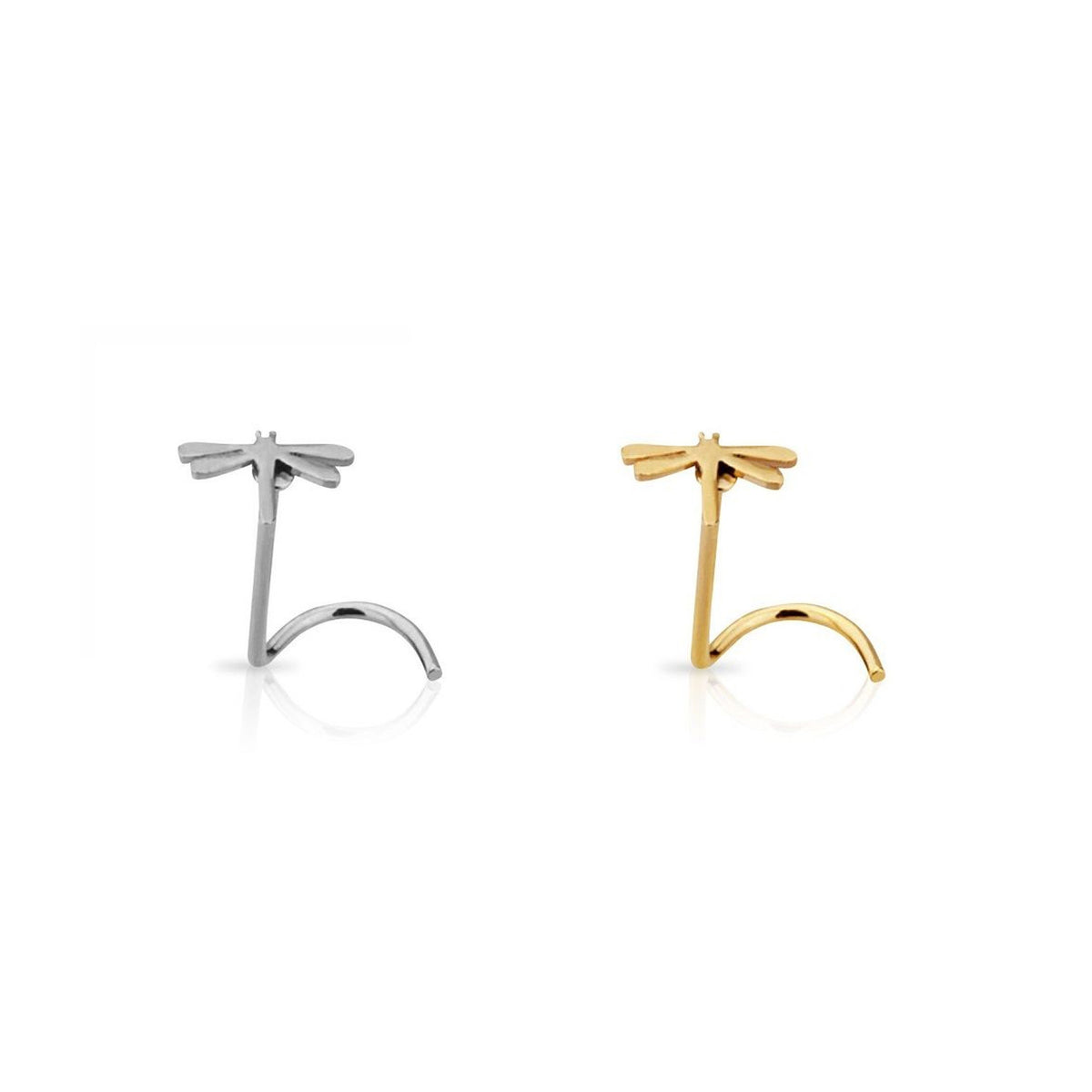 Surgical Steel 20 Gauge Dragonfly Nose Screw Studs - 2 Pack