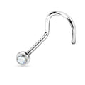 Surgical Steel 22 Gauge Nose Screw with Press Fit CZ Gem