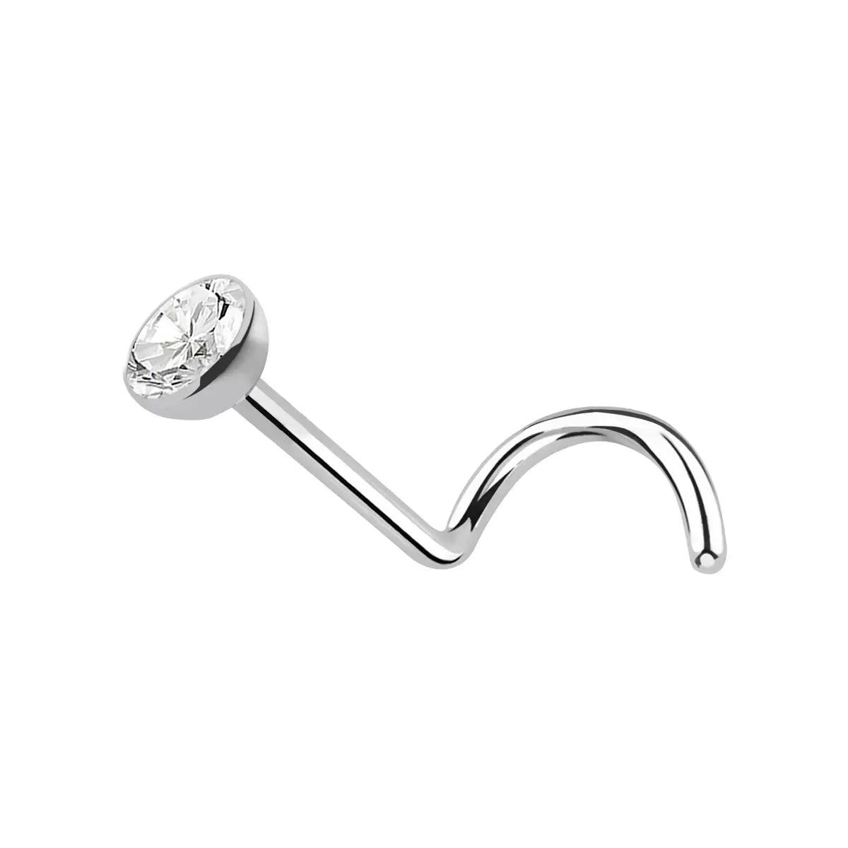 Titanium Corkscrew Nose Ring 18 & 20 Gauge 6mm with CZ - photo 11