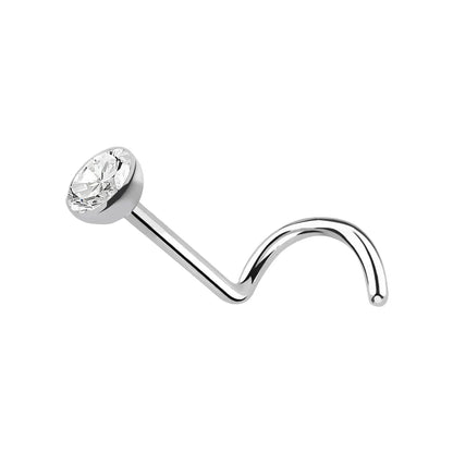 Titanium Corkscrew Nose Ring 18 & 20 Gauge 6mm with CZ - photo 11