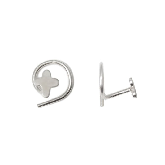 .925 Sterling Silver Nose Screw Stud with Cross - 18 & 20 Gauge
