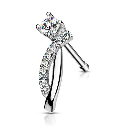 Surgical Steel 20 Gauge Nose Bone Stud with CZ Crawling Curves - photo 2