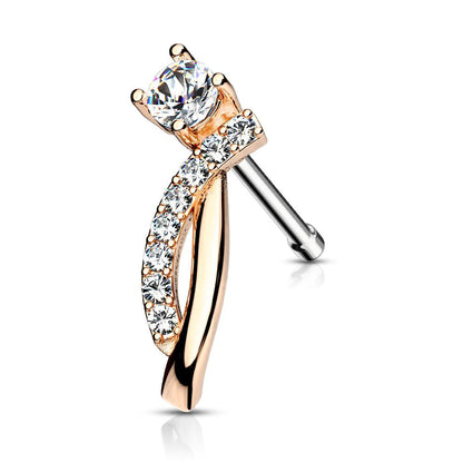 Surgical Steel 20 Gauge Nose Bone Stud with CZ Crawling Curves - photo 6