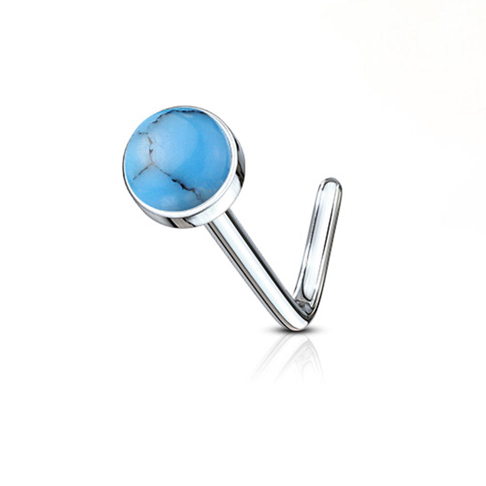 Surgical Steel 20 Gauge Nose Screw with Semi Precious Stone - photo 2