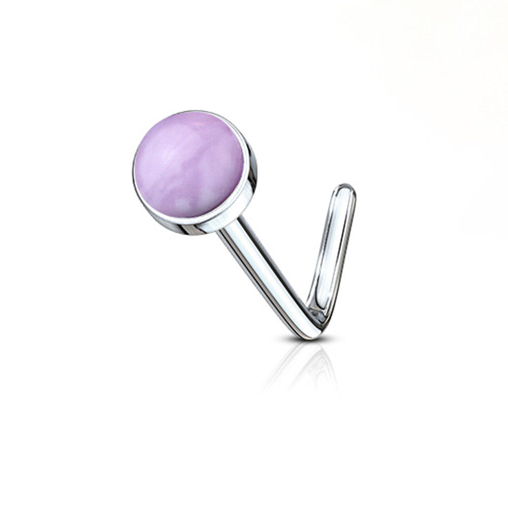 Surgical Steel 20 Gauge Nose Screw with Semi Precious Stone - photo 3