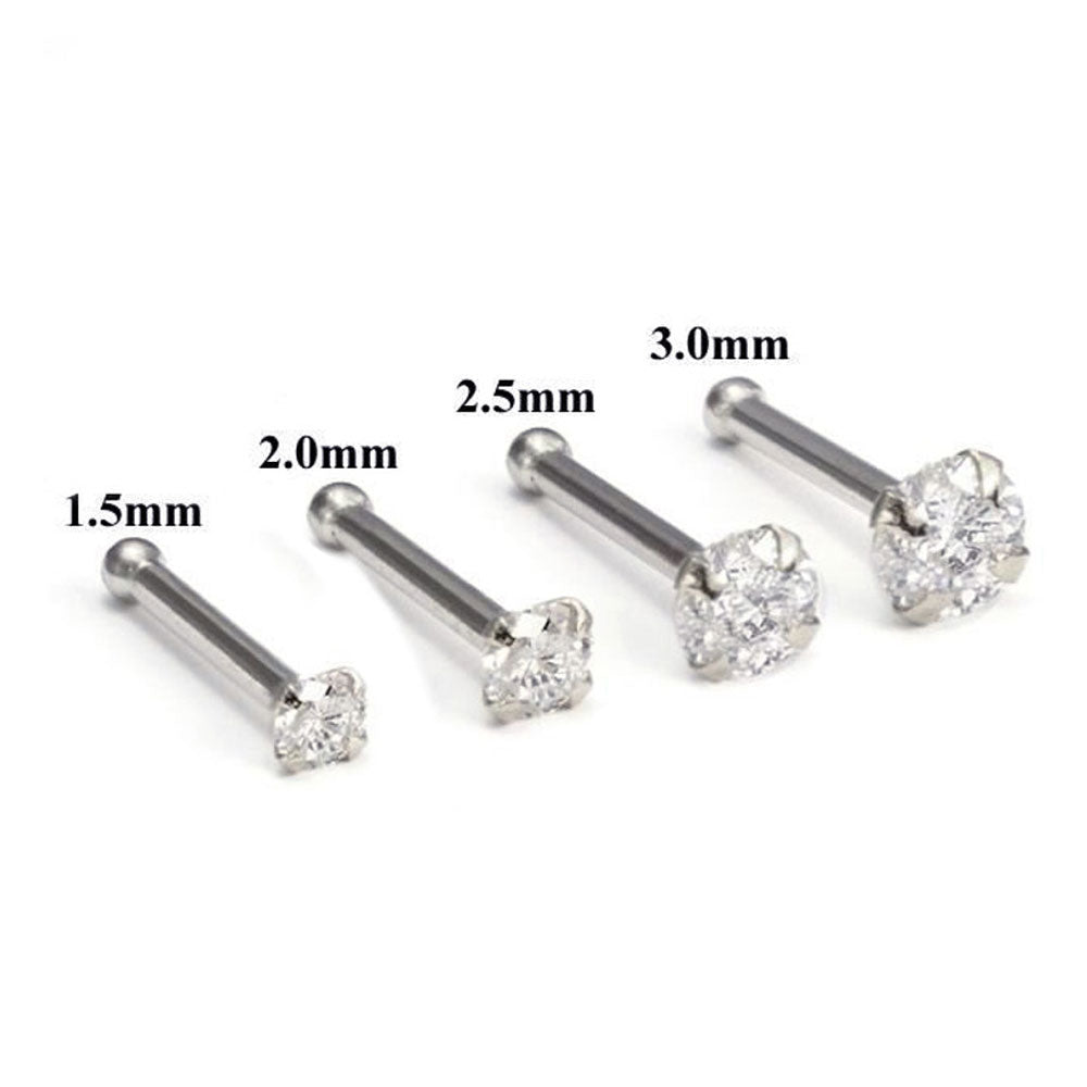 14K White Gold 20 Gauge Nose Bone Stud with 2mm Diamond - photo 4