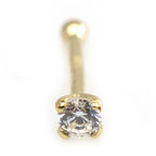 14K Solid Gold 20 Gauge Nose Bone Stud with 1.5mm SI Diamond - photo 5