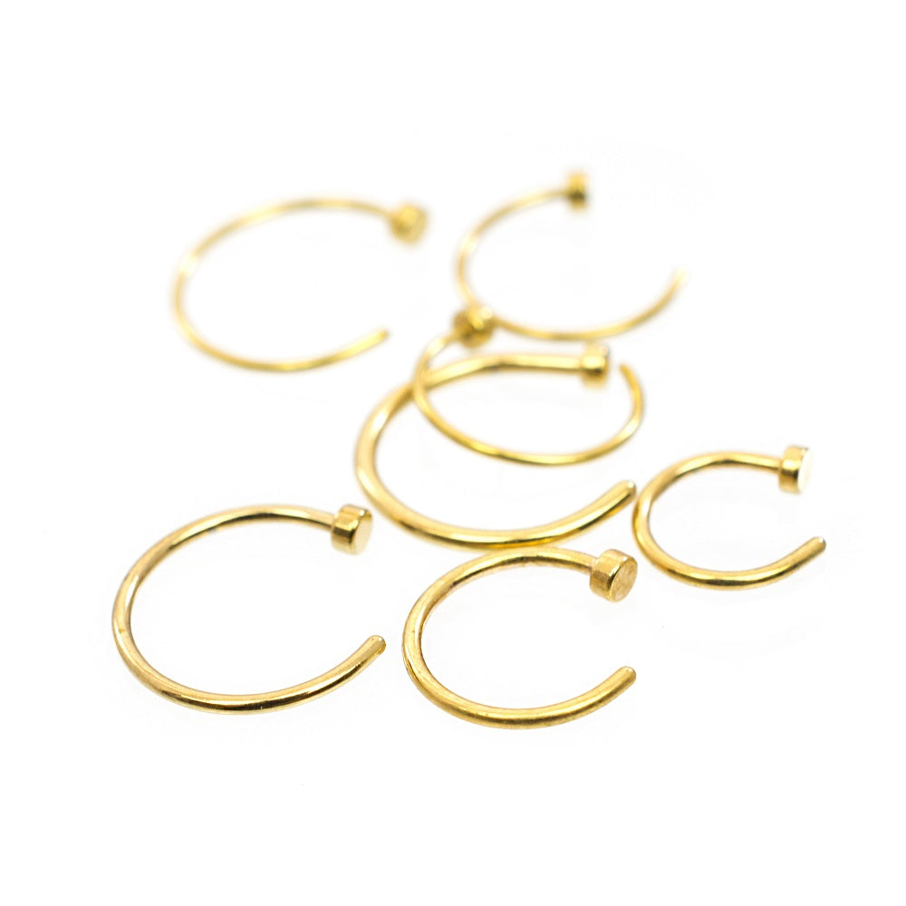 Gold IP Surgical Steel 20 & 22 Gauge Nose Rings - 7 Pack