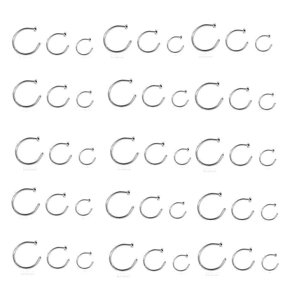 Surgical Steel 18 & 20 Gauge Nose Hoop Rings Wholesale - 100 Pack