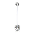 Bio-Flex Long Pregnancy Belly Ring 14 Gauge 1" (25 mm) & CZ Gem - Kruelty