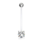 Bio-Flex Long Pregnancy Belly Ring 14 Gauge 1" (25 mm) & CZ Gem - Kruelty