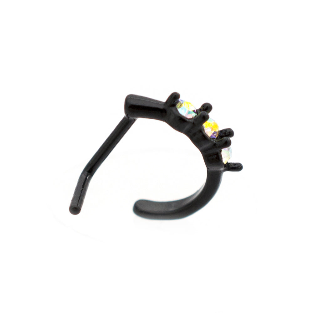 Surgical Steel 20 Gauge L-Shaped Nose Stud with Threeline CZ - photo 2