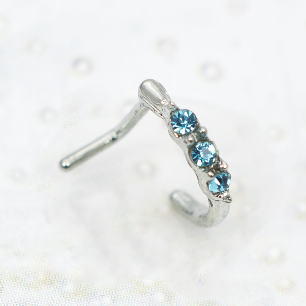 Surgical Steel 20 Gauge L-Shaped Nose Stud with Threeline CZ - photo 3