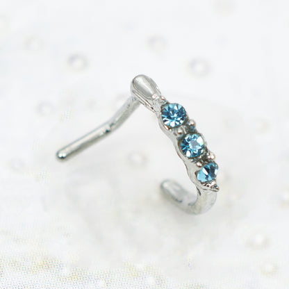 Surgical Steel 20 Gauge L-Shaped Nose Stud with Threeline CZ - photo 3