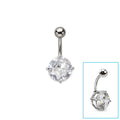 Surgical Steel 14 Gauge Belly Ring with 10mm Round Prong Set CZ