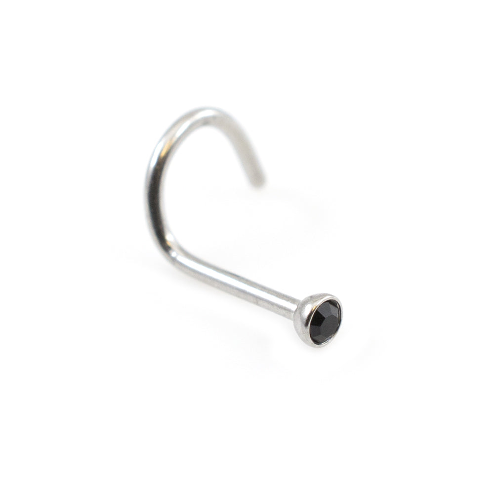 Surgical Steel 22 Gauge Nose Screws Black Round CZ - 10 Pack