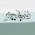 Surgical Steel 22 Gauge Nose Screws Black Round CZ - 10 Pack