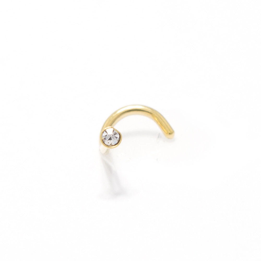 Surgical Steel Gold Nose Screw with Press Fit CZ - 18 & 20 Gauge - photo 2
