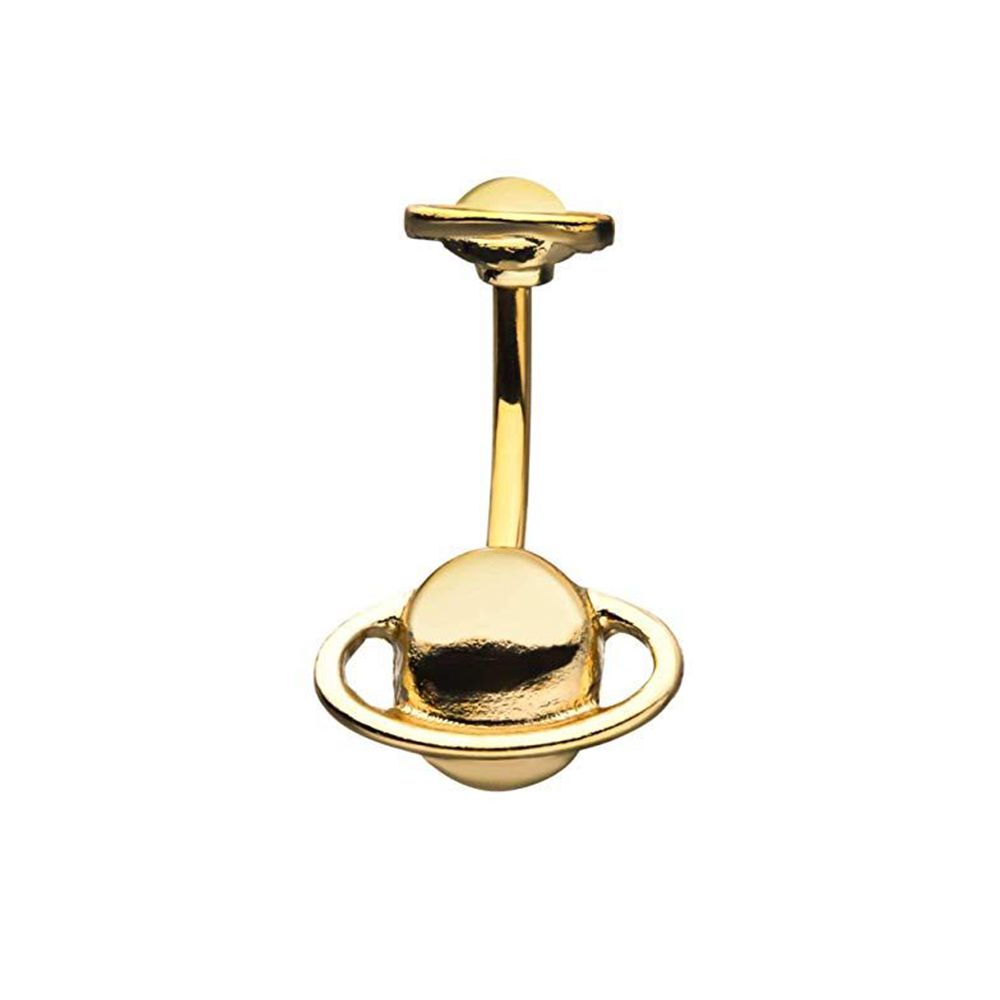 Surgical Steel 14 Gauge Belly Ring with Gold Plated Orbit