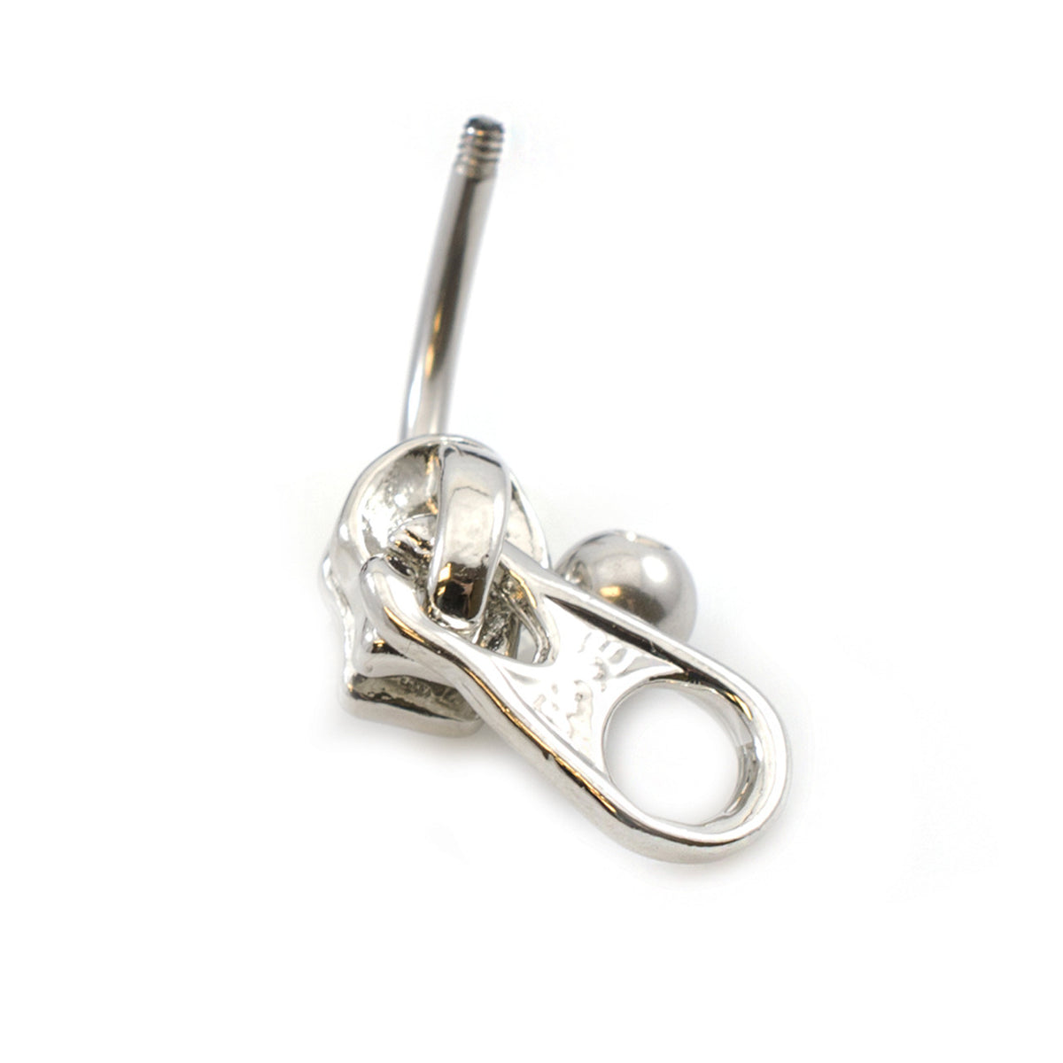 Surgical Steel Belly Button Ring 14 Gauge 3/8" (10 mm) Zipper Charm - Kruelty - Photo 3