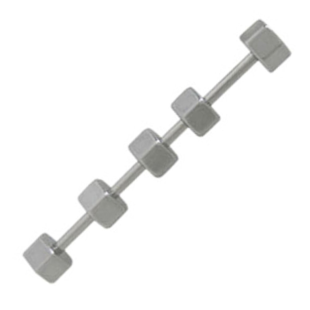 Surgical Steel 14 Gauge Industrial Barbell with Five Nuts Bolt