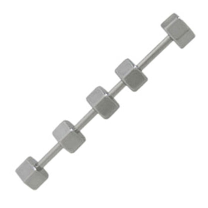 Surgical Steel 14 Gauge Industrial Barbell with Five Nuts Bolt