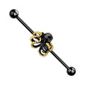 Surgical Steel 14 Gauge Black Octopus Industrial Barbell