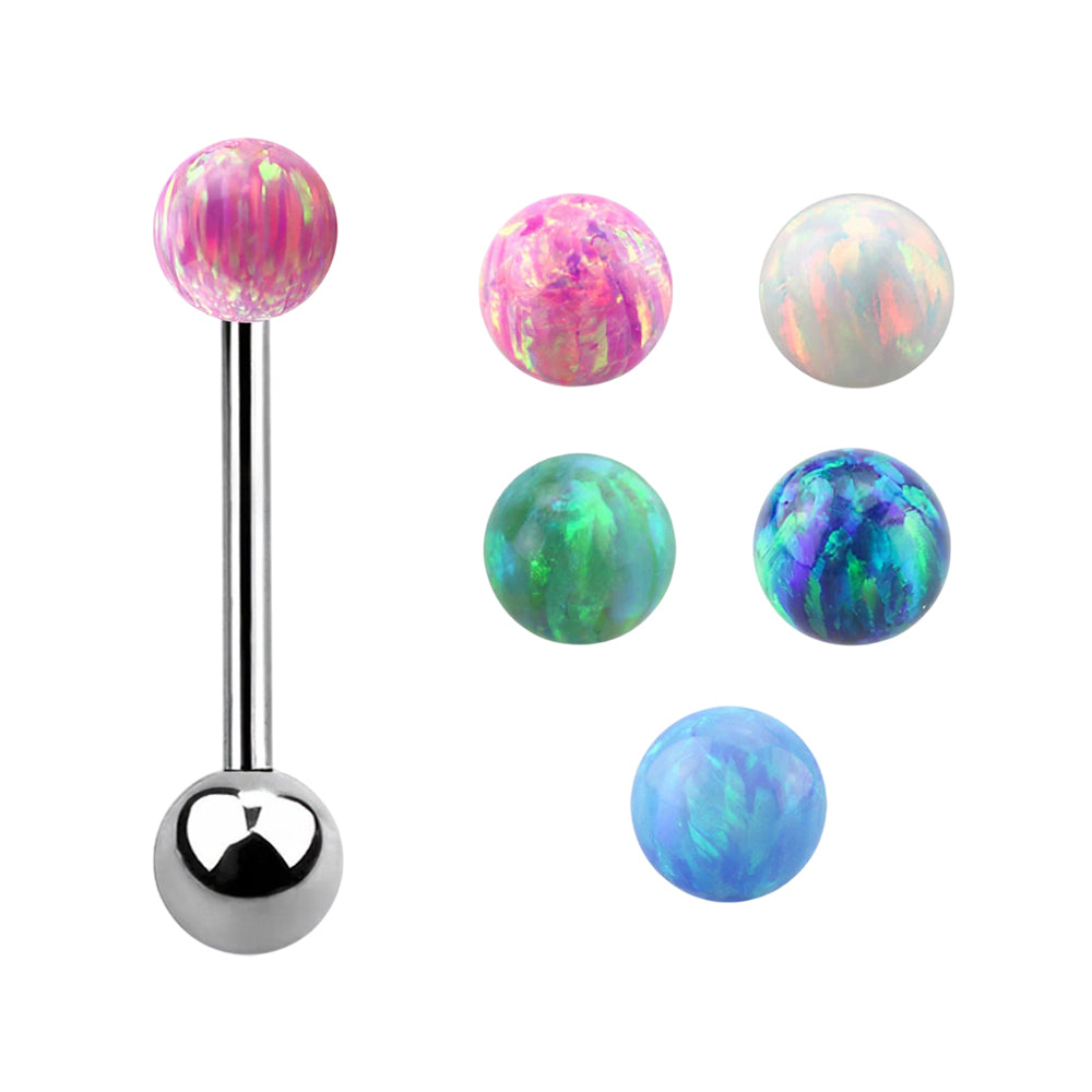 Titanium 14 Gauge Straight Barbell with Synthetic Opal Ball