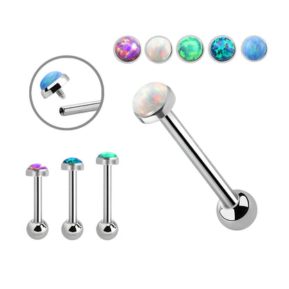 Titanium 14 Gauge Straight Barbell with Synthetic Opal Top