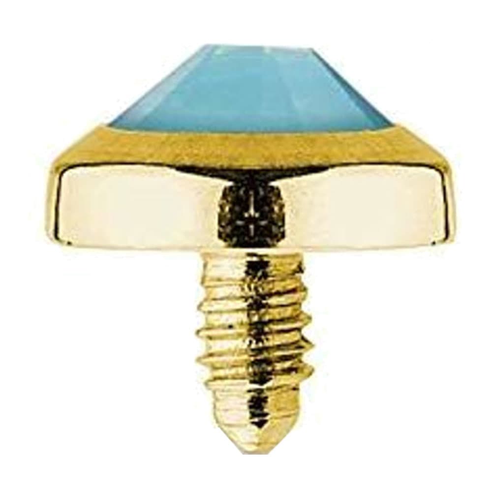 PVD Gold Surgical Steel 14 Gauge Bezel Set Dome Opal Dermal Top - photo 2