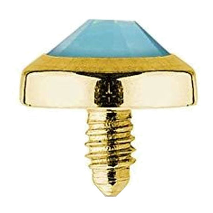 PVD Gold Surgical Steel 14 Gauge Bezel Set Dome Opal Dermal Top - photo 2