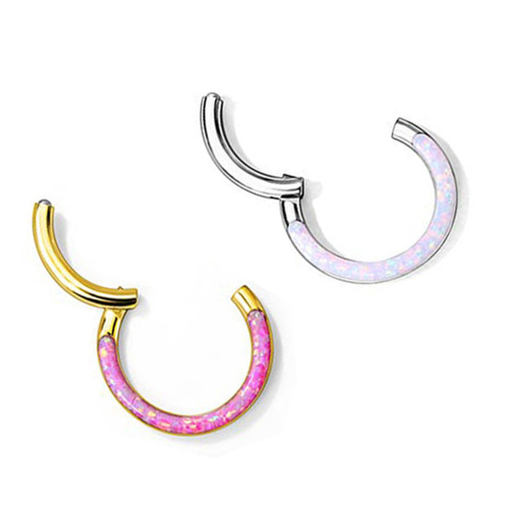 Surgical Steel 16 Gauge Front Facing Opal Hinged Segment Ring - photo 2