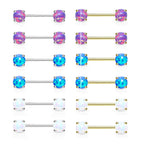 Surgical Steel 14 Gauge Opal Nipple Barbell - Pair