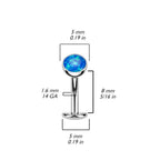 Titanium 14 Gauge Opal Floating Belly Button Ring Convex Base 8mm