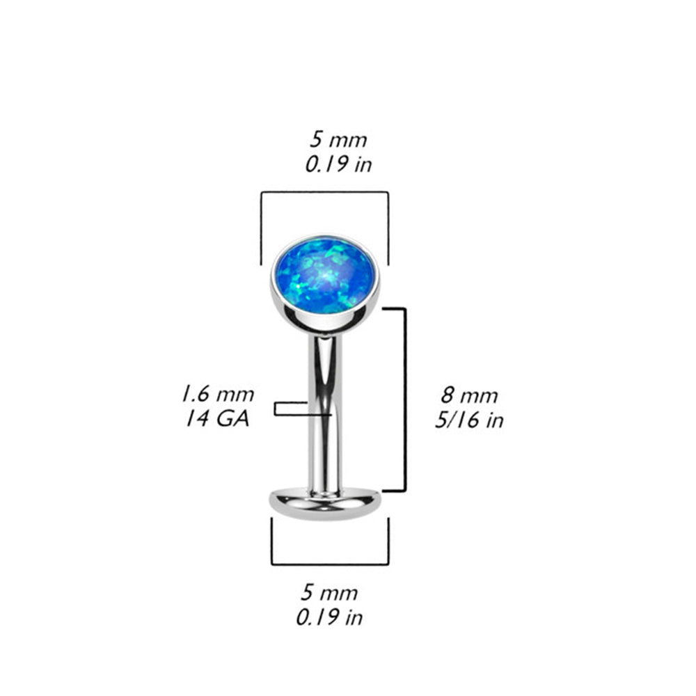 Titanium 14 Gauge Opal Floating Belly Button Ring Convex Base 8mm