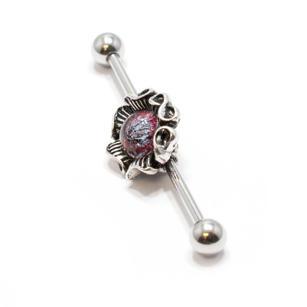 Surgical Steel 14 Gauge Industrial Barbell with Opal Stone Seashell - photo 3