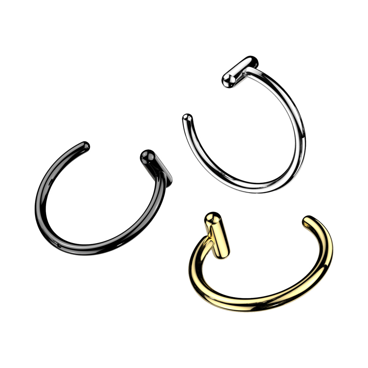 Titanium C-Shaped Open Nose Ring 18G & 20G 8mm