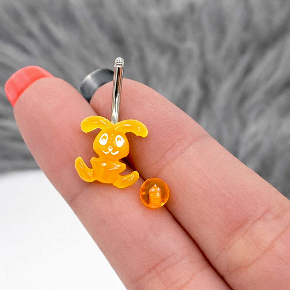 Surgical Steel 14 Gauge Belly Ring with Acrylic Bunny - photo 4
