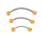 Surgical Steel & Titanium Curved Barbell 16G with Orange Acrylic Dice