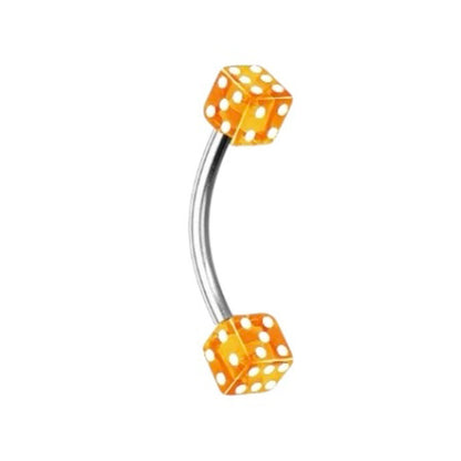 Surgical Steel Curved Barbell 16G with UV Acrylic Dice - 10 Colors - photo 10