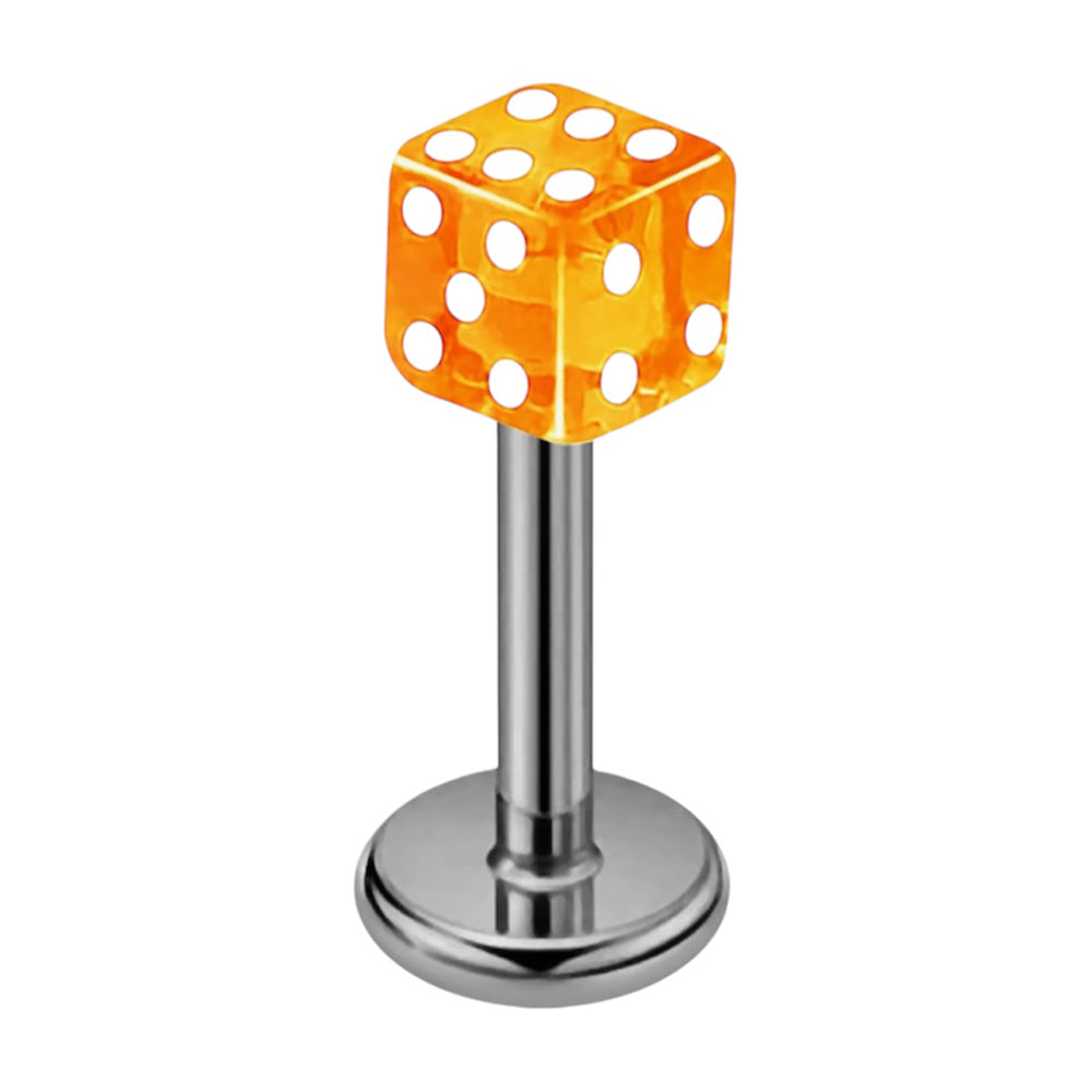 Surgical Steel 16 Gauge Flat Back Labret Stud with Acrylic Dice - photo 8