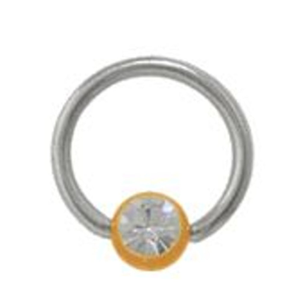 Surgical Steel 14 Gauge CZ Captive Bead Ring with UV Glow Ball - photo 4