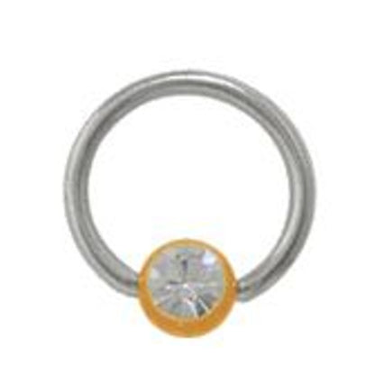 Surgical Steel 14 Gauge CZ Captive Bead Ring with UV Glow Ball - photo 4